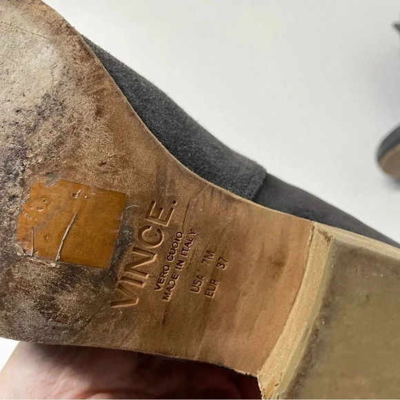 Vince Harriet Suede Gray Limestone Booties Size 7M - Picture 8 of 8